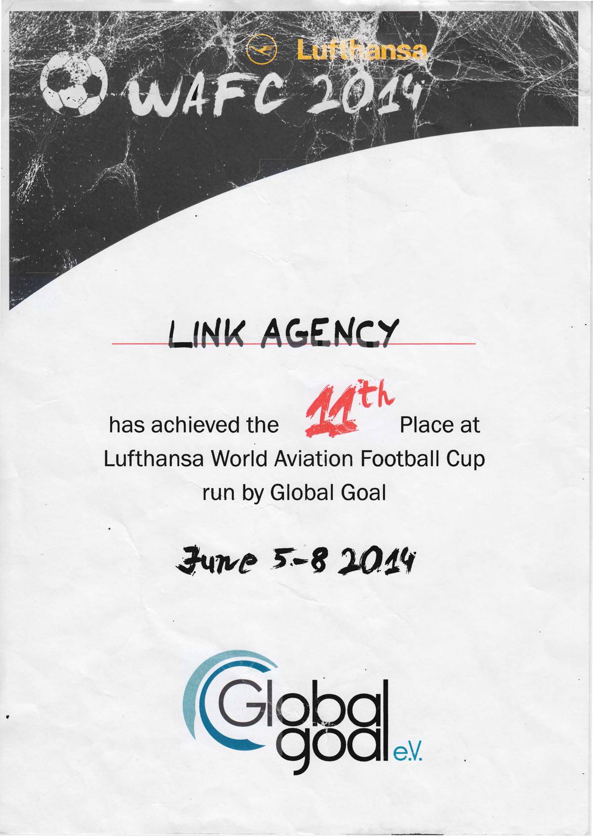 Lufthansa World Aviation Football Cup — 11th Place — Lufthansa / Global Goal e.V.