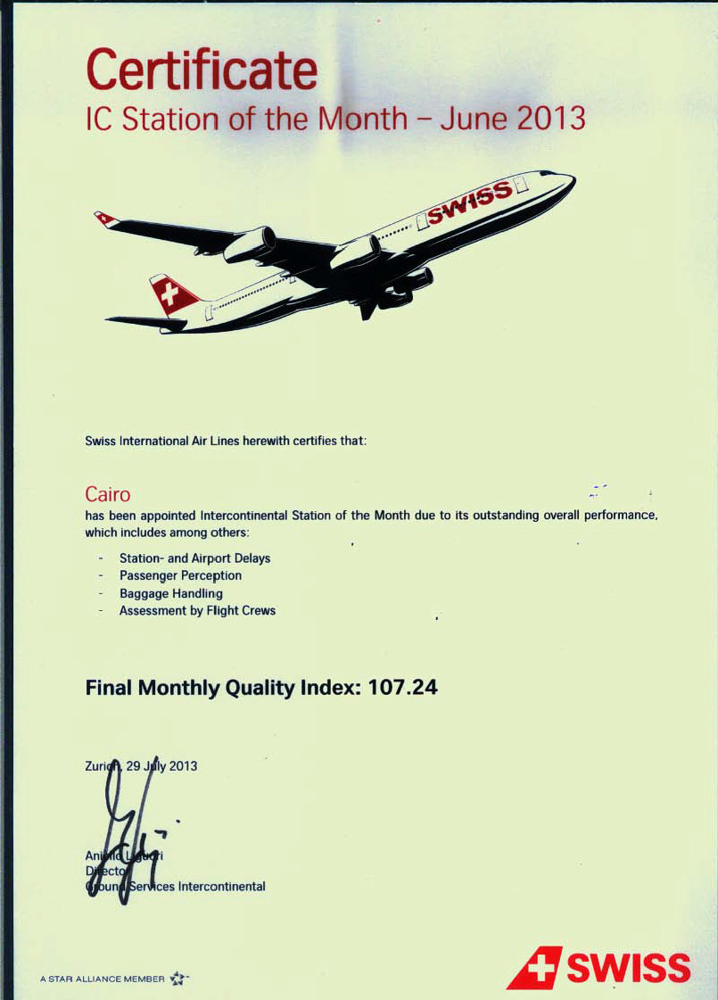 IC Station of the Month — Cairo — Swiss International Air Lines