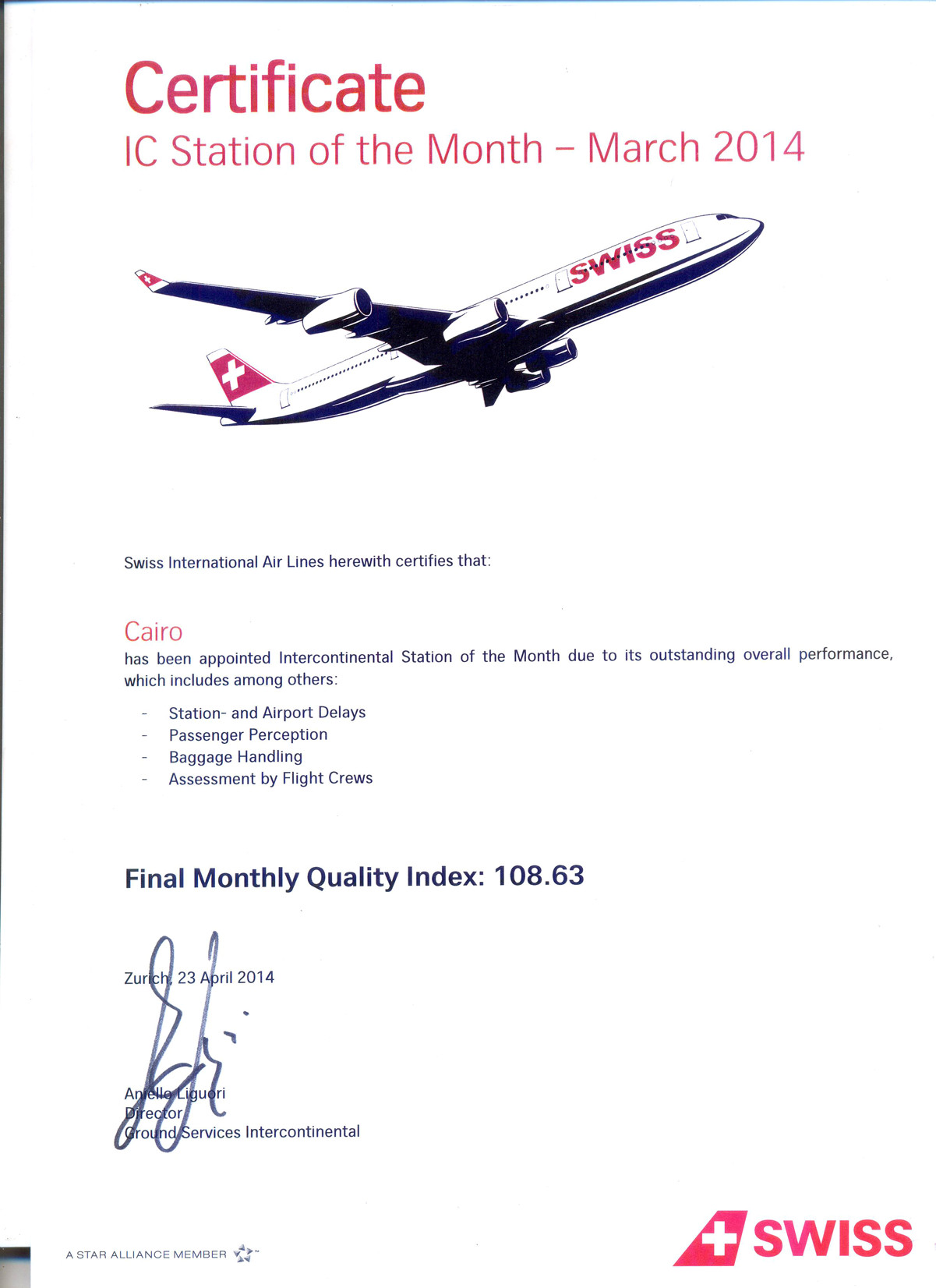 IC Station of the Month — Cairo — Swiss International Air Lines